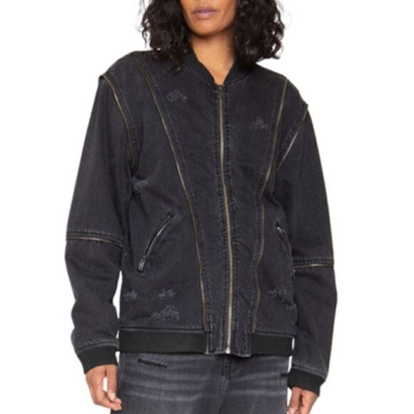NWT Sandrine Rose X Free People Bomber Jacket in Rock Medium - Picture 1 of 13